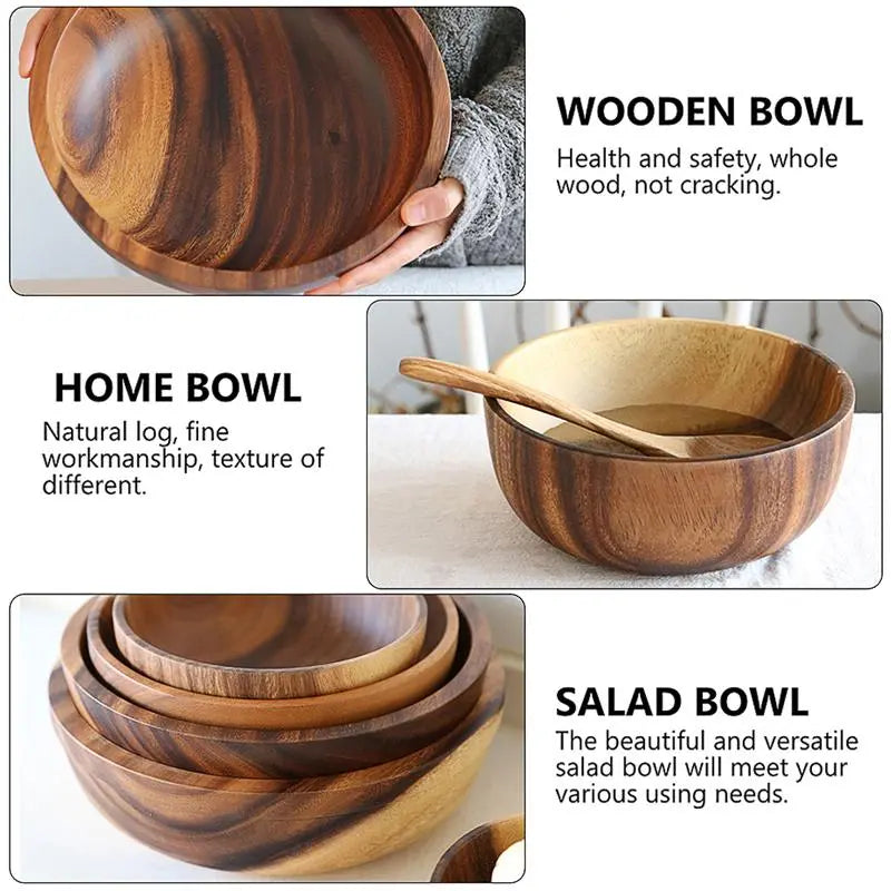 Savorykitchen™ Natural Wooden Basic Bowls